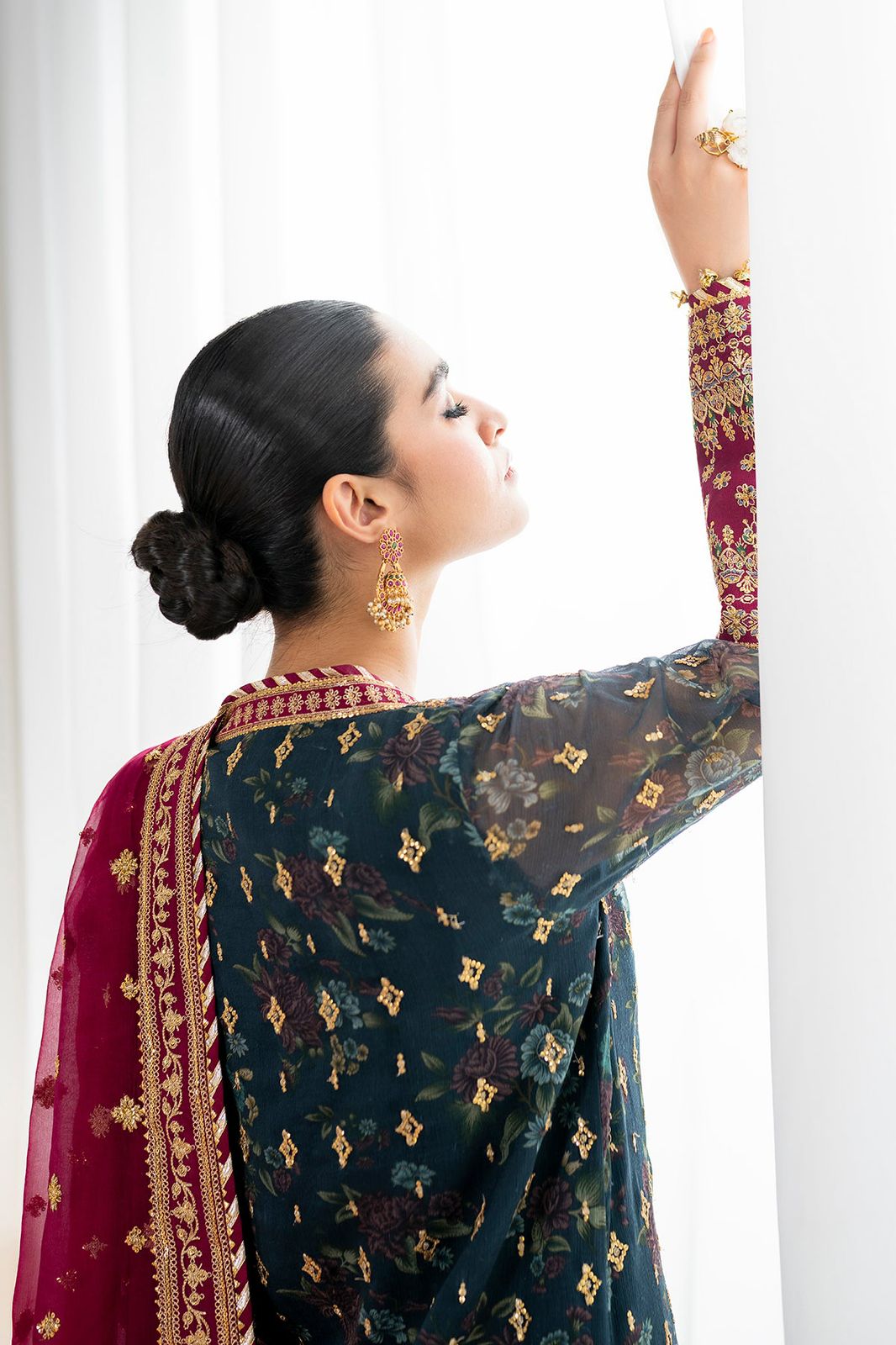 3 Piece Chiffon Embroidery Suit - Unstitched