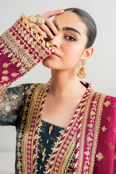 3 Piece Chiffon Embroidery Suit - Unstitched