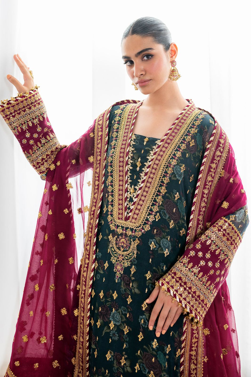 3 Piece Chiffon Embroidery Suit - Unstitched