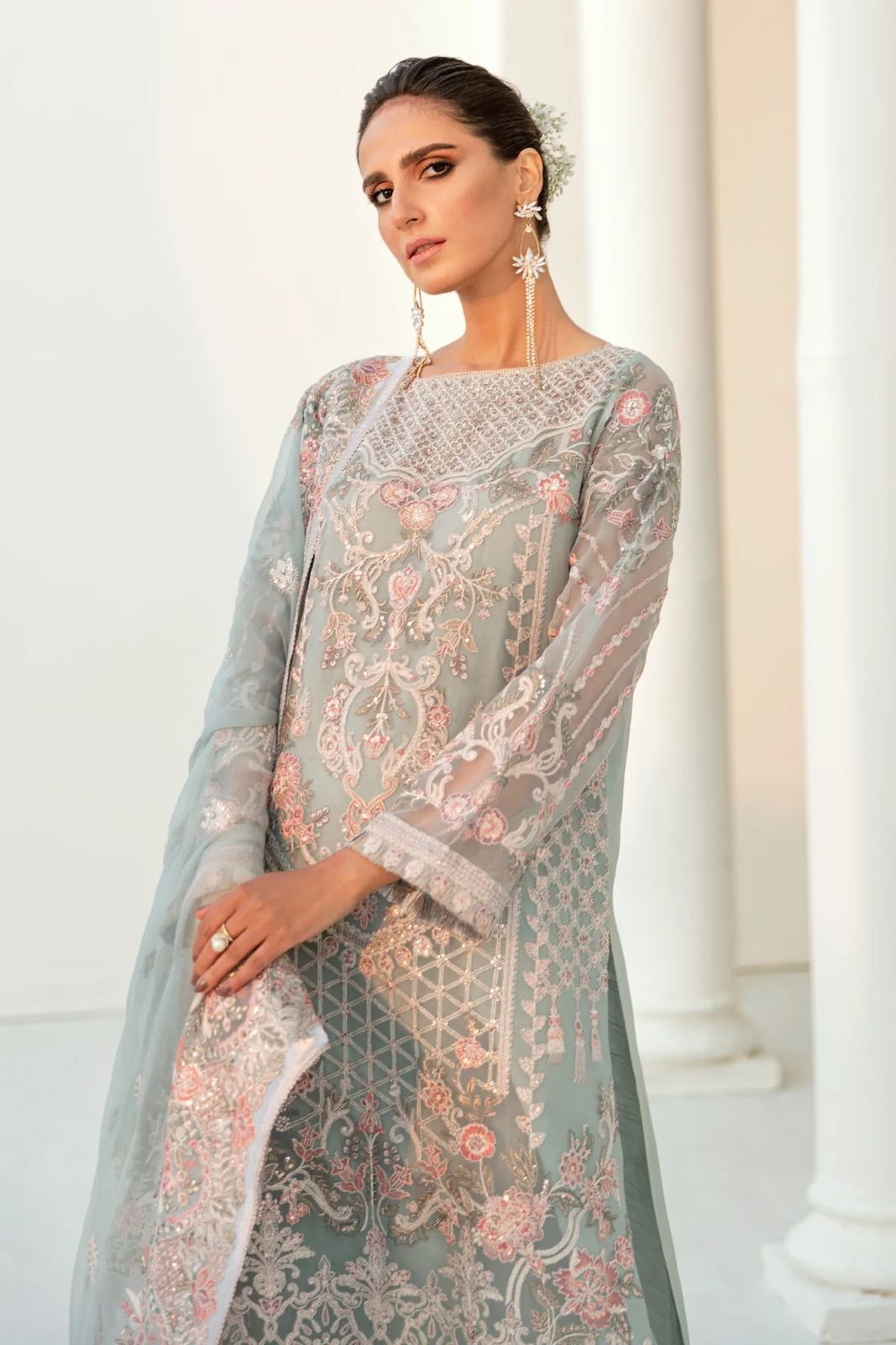 3 Piece Chiffon Suit for Bridal Wear - Unstitched