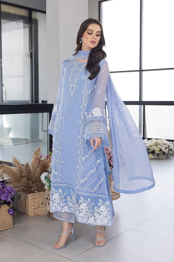 3 Piece Organza Full Embroidered Suit - Unstitched