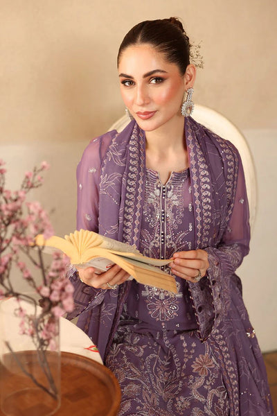 3 Piece Embroidered Chiffon Dress - Unstitched
