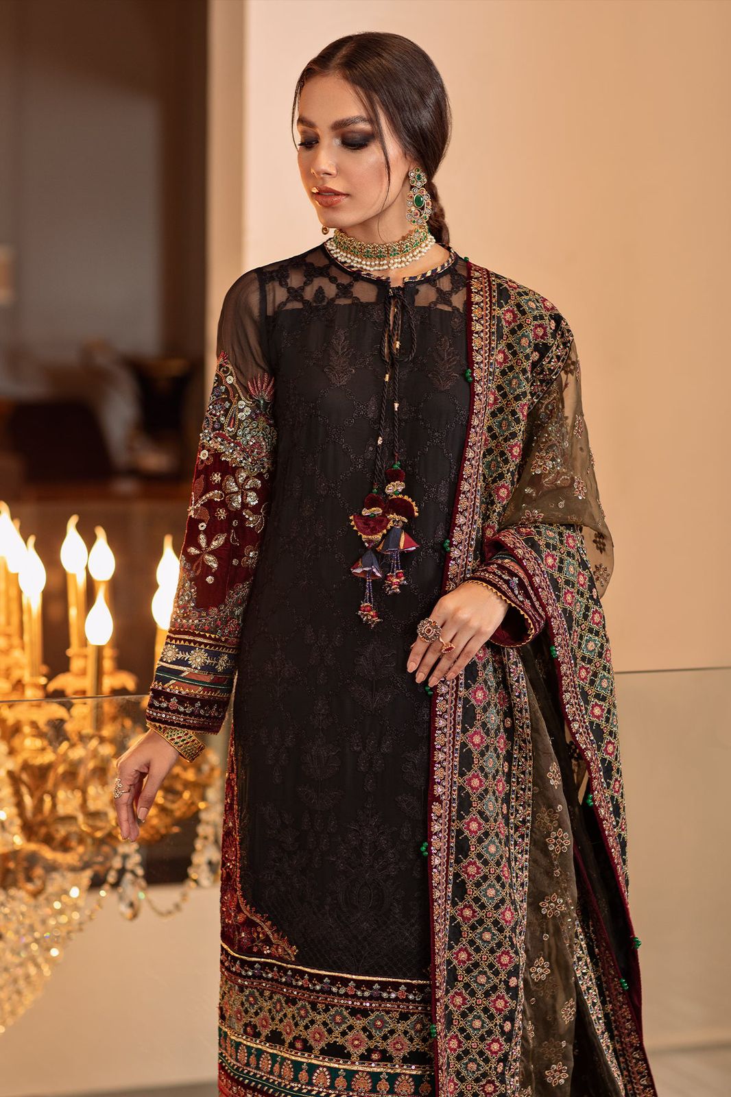3 Piece Embroidered Chiffon Suit - Unstitched