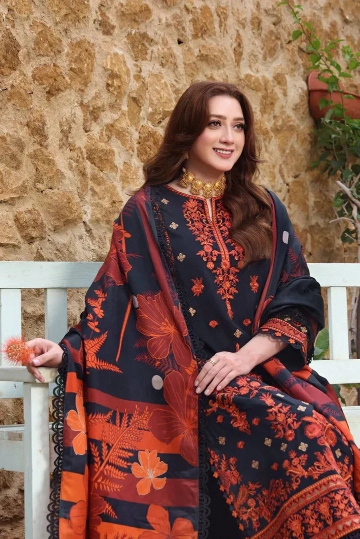 03-Piece Khaddar Suit With Thread Embroidery - Unstitched