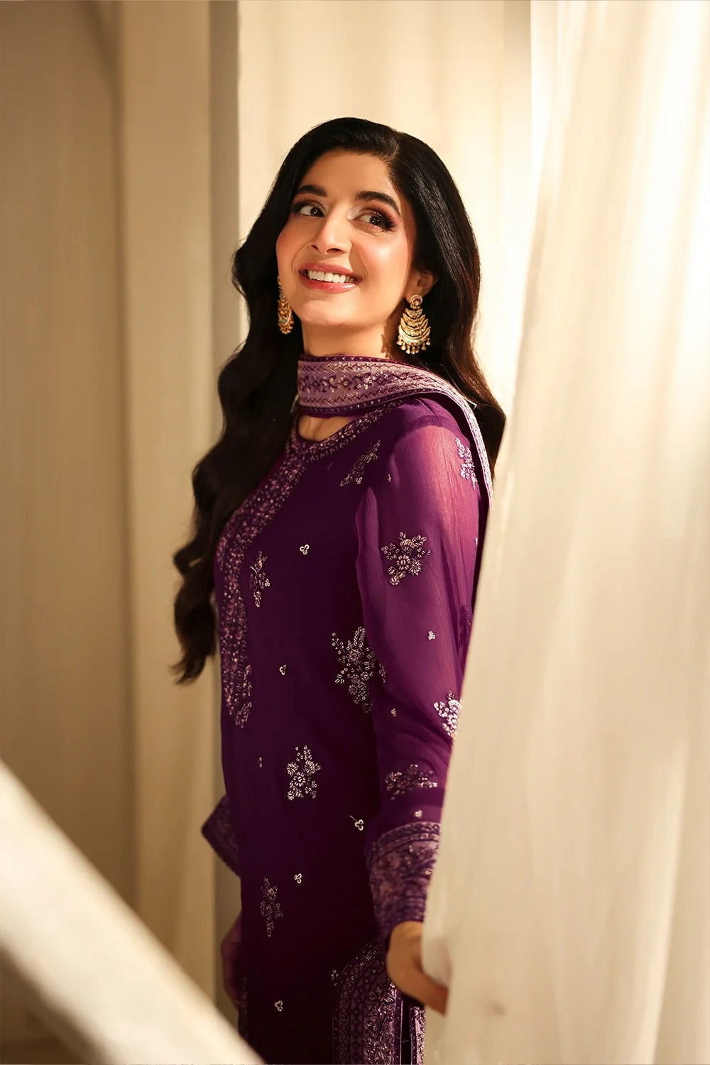 3 Piece Embroidered Chiffon Suit - Unstitched