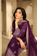 3 Piece Embroidered Chiffon Suit - Unstitched