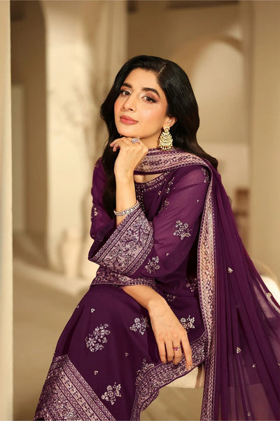 3 Piece Embroidered Chiffon Suit - Unstitched