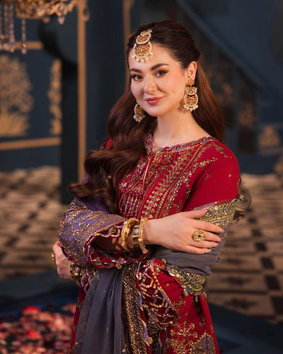 03-Piece Chiffon Suit With Heavy Embroidery - Unstitched
