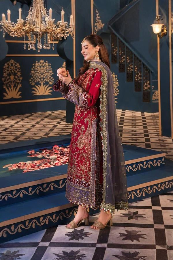 03-Piece Chiffon Suit With Heavy Embroidery - Unstitched