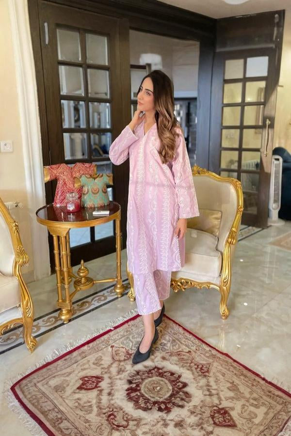 03-Piece Egyptian Lawn Suit With Thread Embroidery - Unstitched