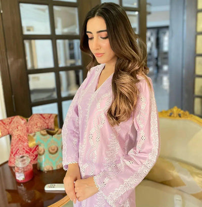 03-Piece Egyptian Lawn Suit With Thread Embroidery - Unstitched