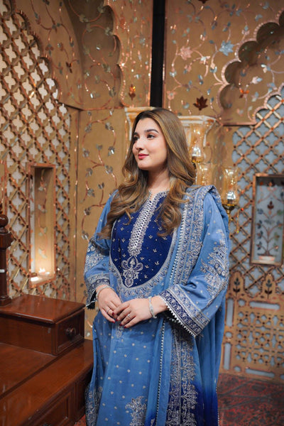 03-Piece Lawn Suit With Heavy Embroidery - Unstitched