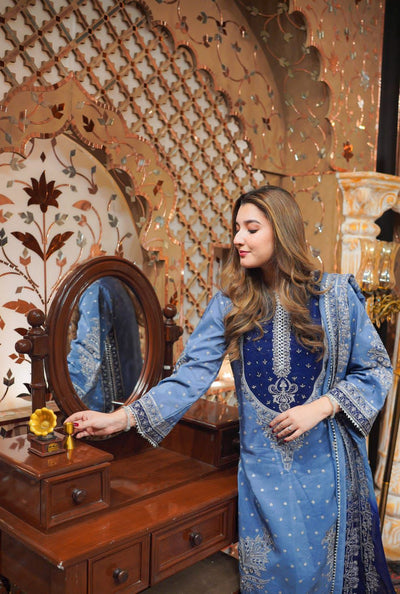 03-Piece Lawn Suit With Heavy Embroidery - Unstitched
