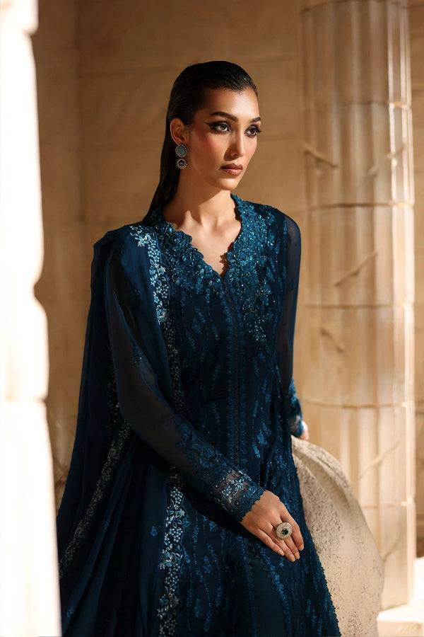 03-Piece Chiffon Suit With Embroidered - Unstitched
