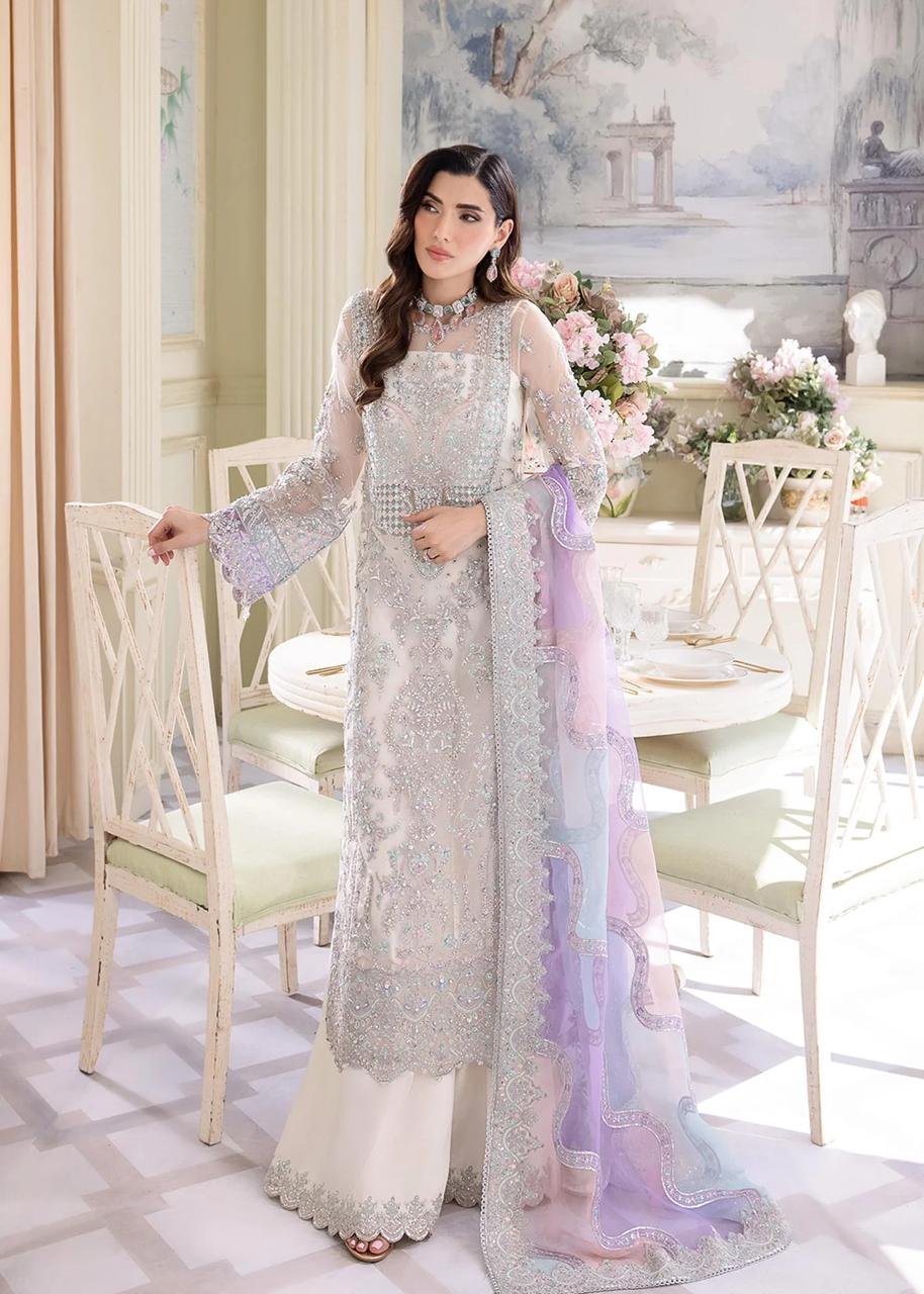 03-Piece Chiffon Suit With Heavy Embroidered - Unstitched