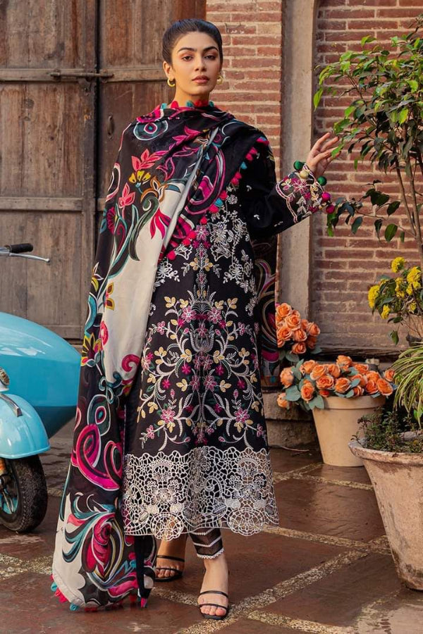 03-Piece Printed Lawn With Heavy Thread Embroidery Suit - Unstitched