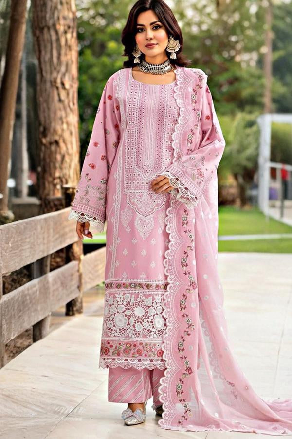 03-Piece Chikankari Suit With Embroidery - Unstitched