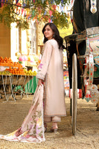 03-Piece Lawn Suit With Chikankari Embroidery- Unstitched