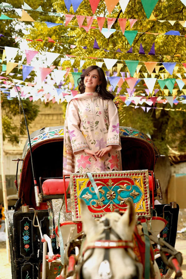 03-Piece Lawn Suit With Chikankari Embroidery- Unstitched