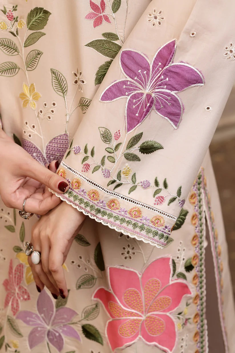 03-Piece Lawn Suit With Chikankari Embroidery- Unstitched