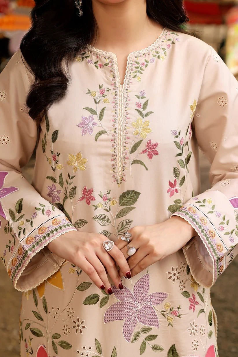 03-Piece Lawn Suit With Chikankari Embroidery- Unstitched