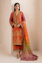 03-Piece Chiffon Suit With Embroidery - Unstitched