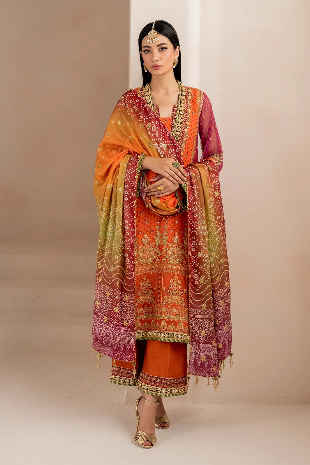 03-Piece Chiffon Suit With Embroidery - Unstitched