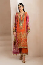 03-Piece Chiffon Suit With Embroidery - Unstitched