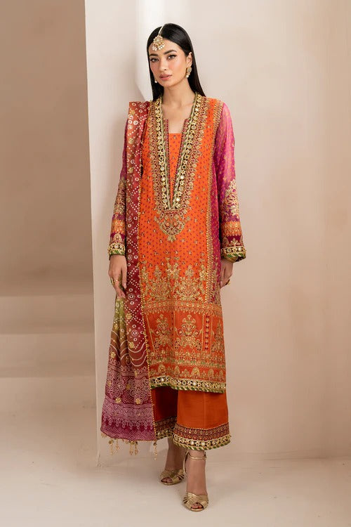 03-Piece Chiffon Suit With Embroidery - Unstitched