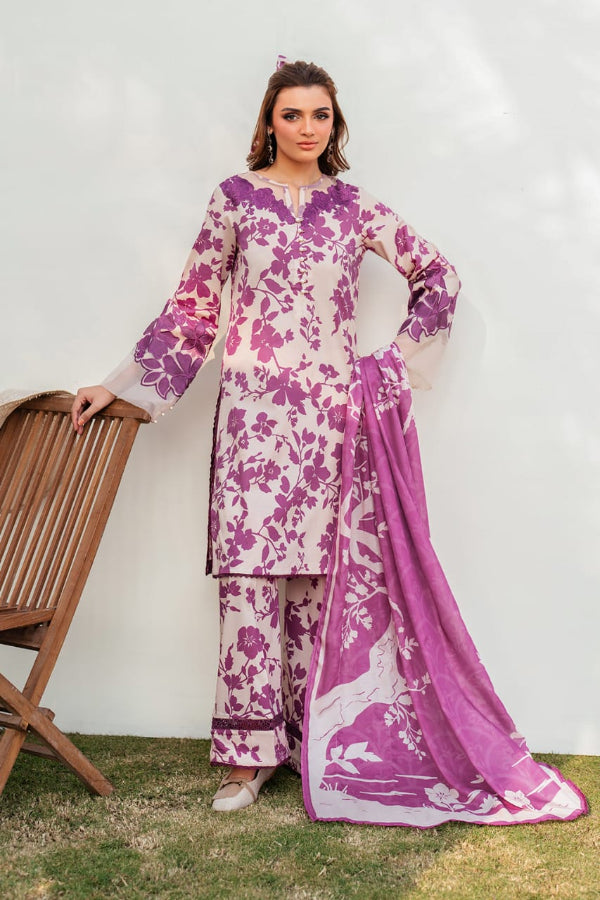 3 Piece Printed Lawn Suit - Unstitched