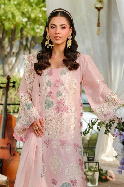 03-Piece Soft Lawn With Schiffli Embroidery Suit - Unstitched