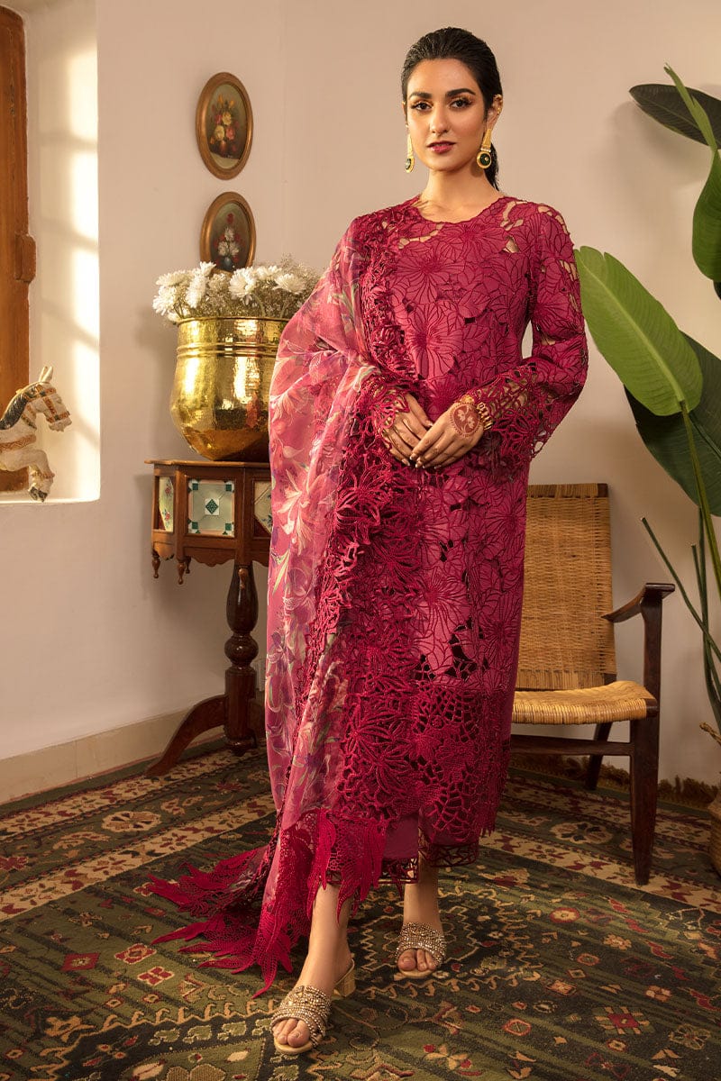 03-Piece Suit With Chikankari Embroidery - Unstitched