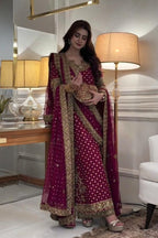 03-Piece Chiffon Suit With Adda Embroidery - Unstitched