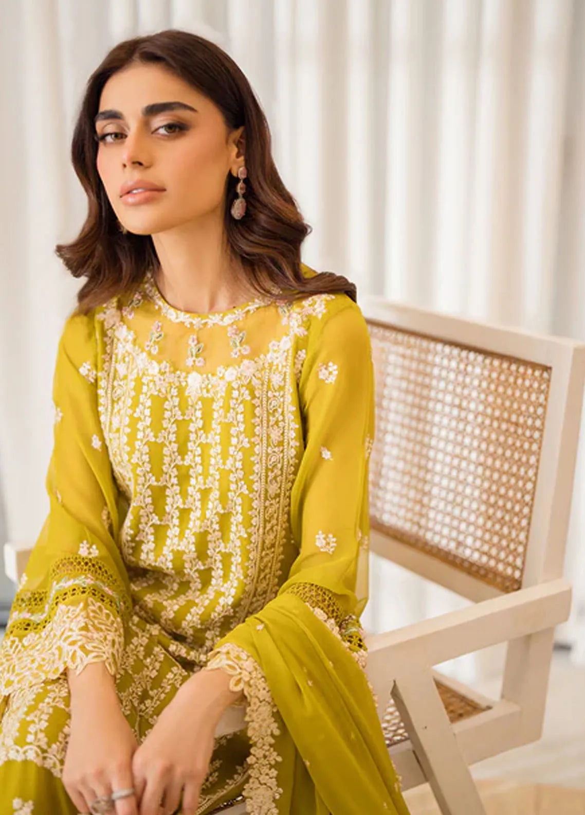 3 Piece Chiffon Embroidery Suit - Unstitched
