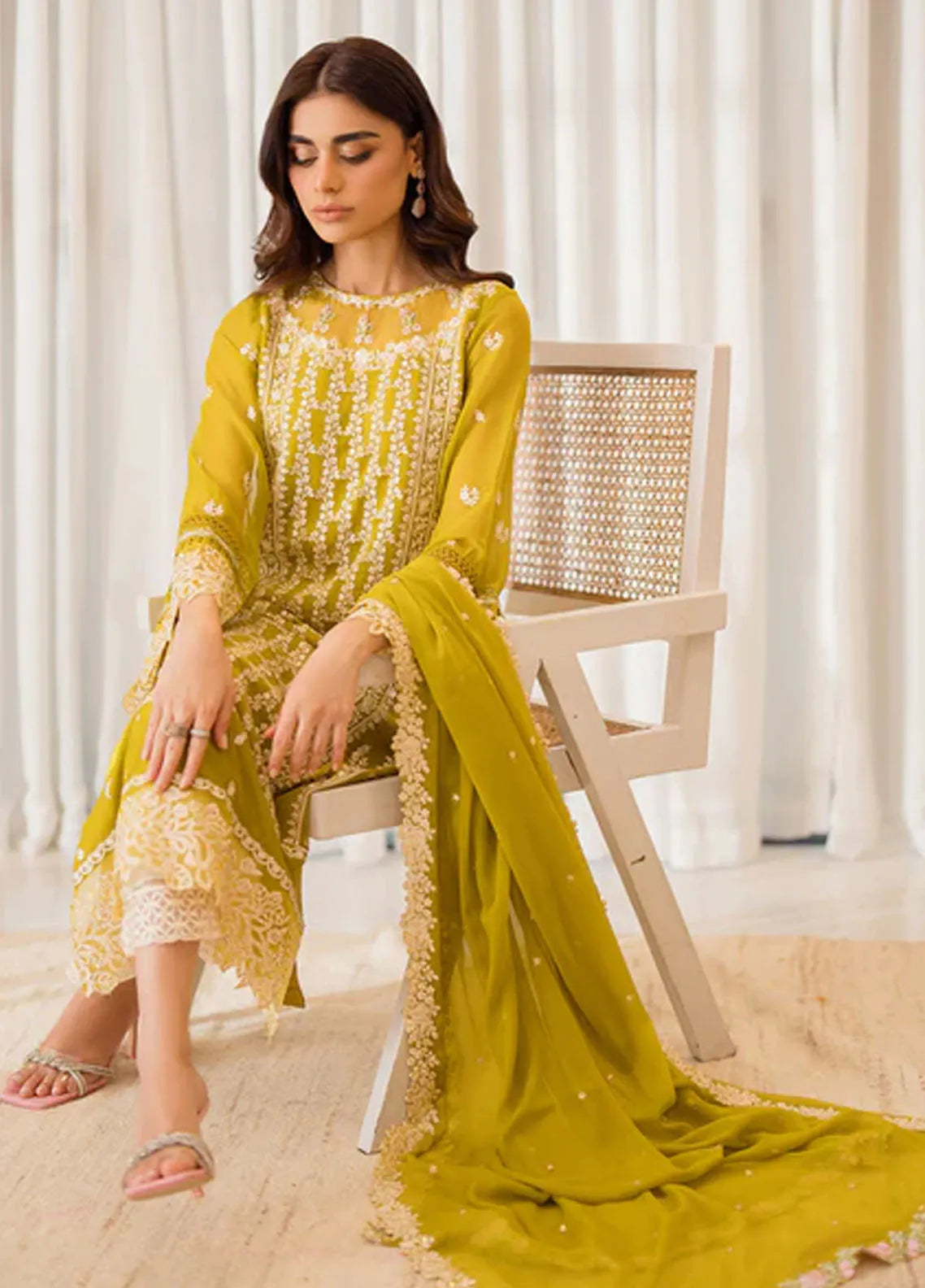 3 Piece Chiffon Embroidery Suit - Unstitched