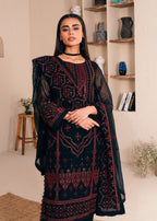 3 Piece Chiffon Embroidery Suit - Unstitched