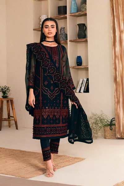 3 Piece Chiffon Embroidery Suit - Unstitched