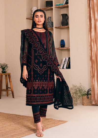 3 Piece Chiffon Embroidery Suit - Unstitched