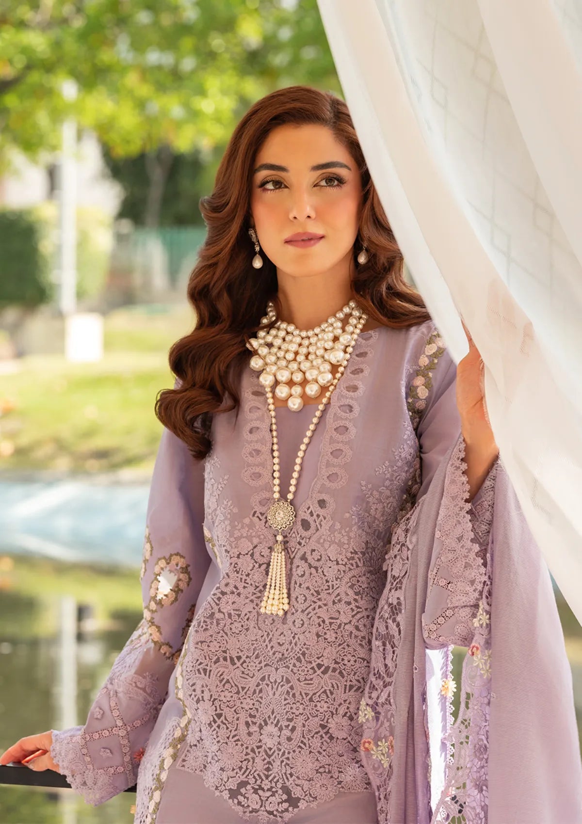 03-Piece Chikankari Cotton Suit With Embroidery - Unstitched