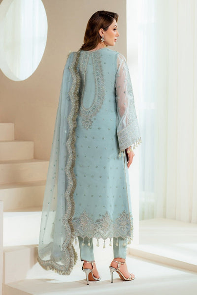 03-Piece Organza Suit With Hand Embellishments Embroidery - Unstitched