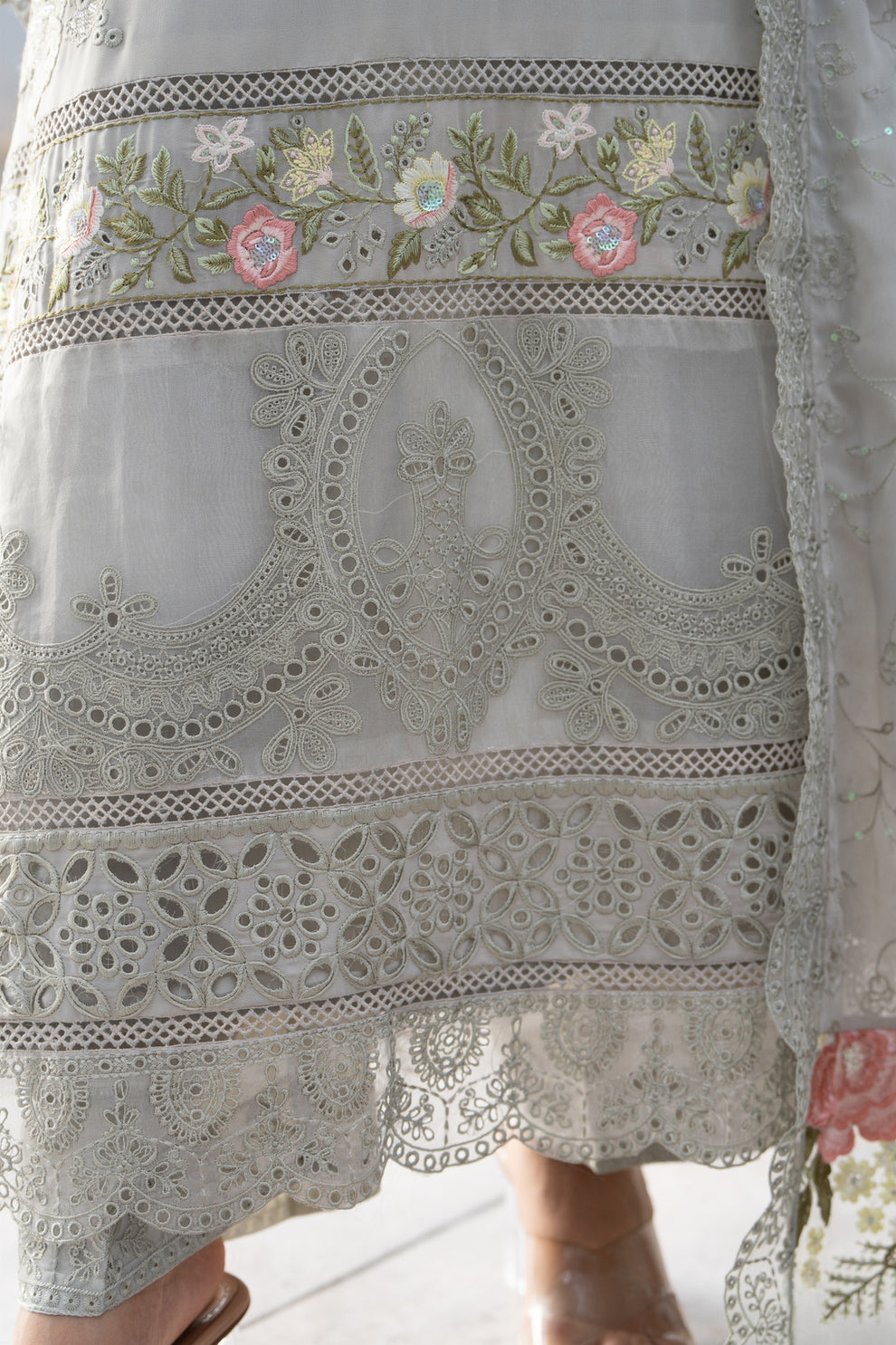 3 Piece Chikankari Embroidery Suit - Unstitched