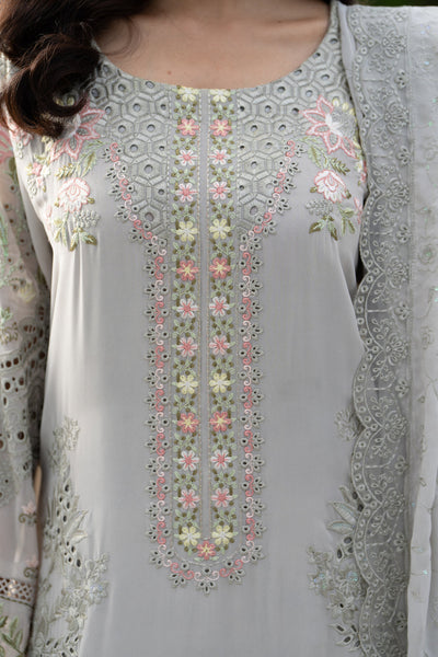 3 Piece Chikankari Embroidery Suit - Unstitched