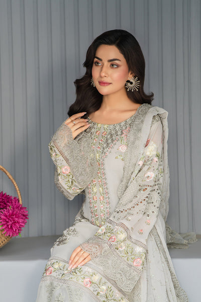 3 Piece Chikankari Embroidery Suit - Unstitched