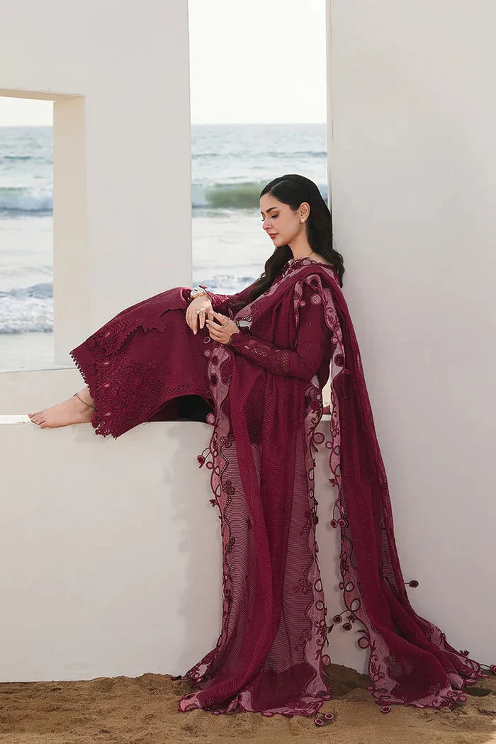 03-Piece Suit With Chikankari Embroidery - Unstitched