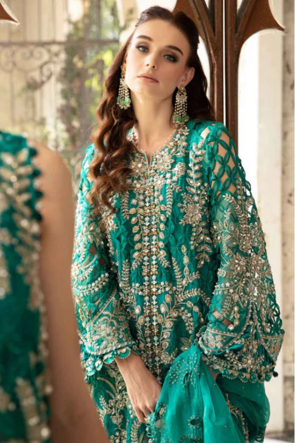 03-Piece Oraganza Suit With Heavy Embroidery - Unstitched