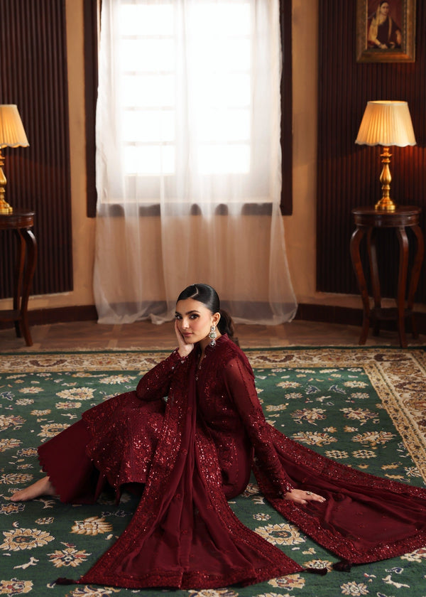 3 Piece Luxury Chiffon Embroidered Suit - Unstitched