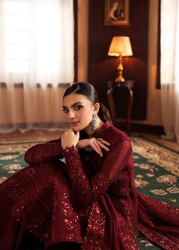 3 Piece Luxury Chiffon Embroidered Suit - Unstitched