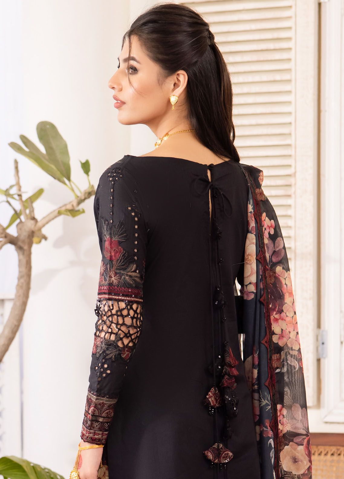 3 Piece Embroidered Chikankari Suit - Unstitched