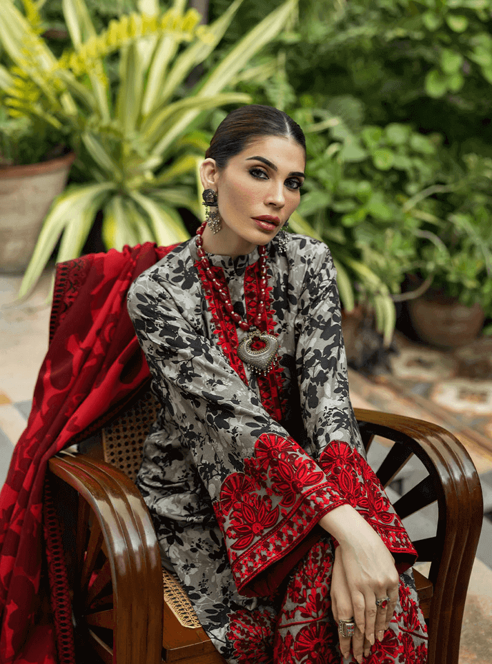 3 Piece Lawn Embroidery Suit - Unstitched