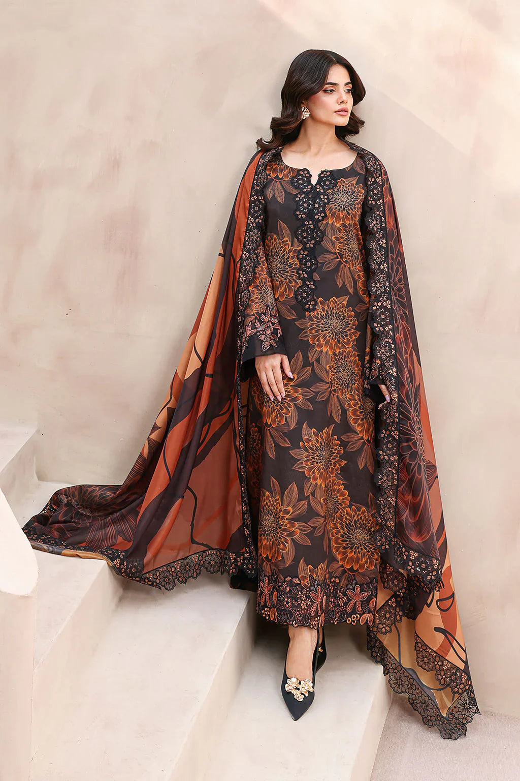 03-Piece Printed Lawn Suit - Unstitched